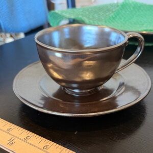 Juliska Metallic Cup and Saucer Set